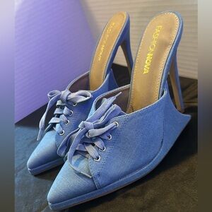 Fashion Nova Lace-Up Blue Heels